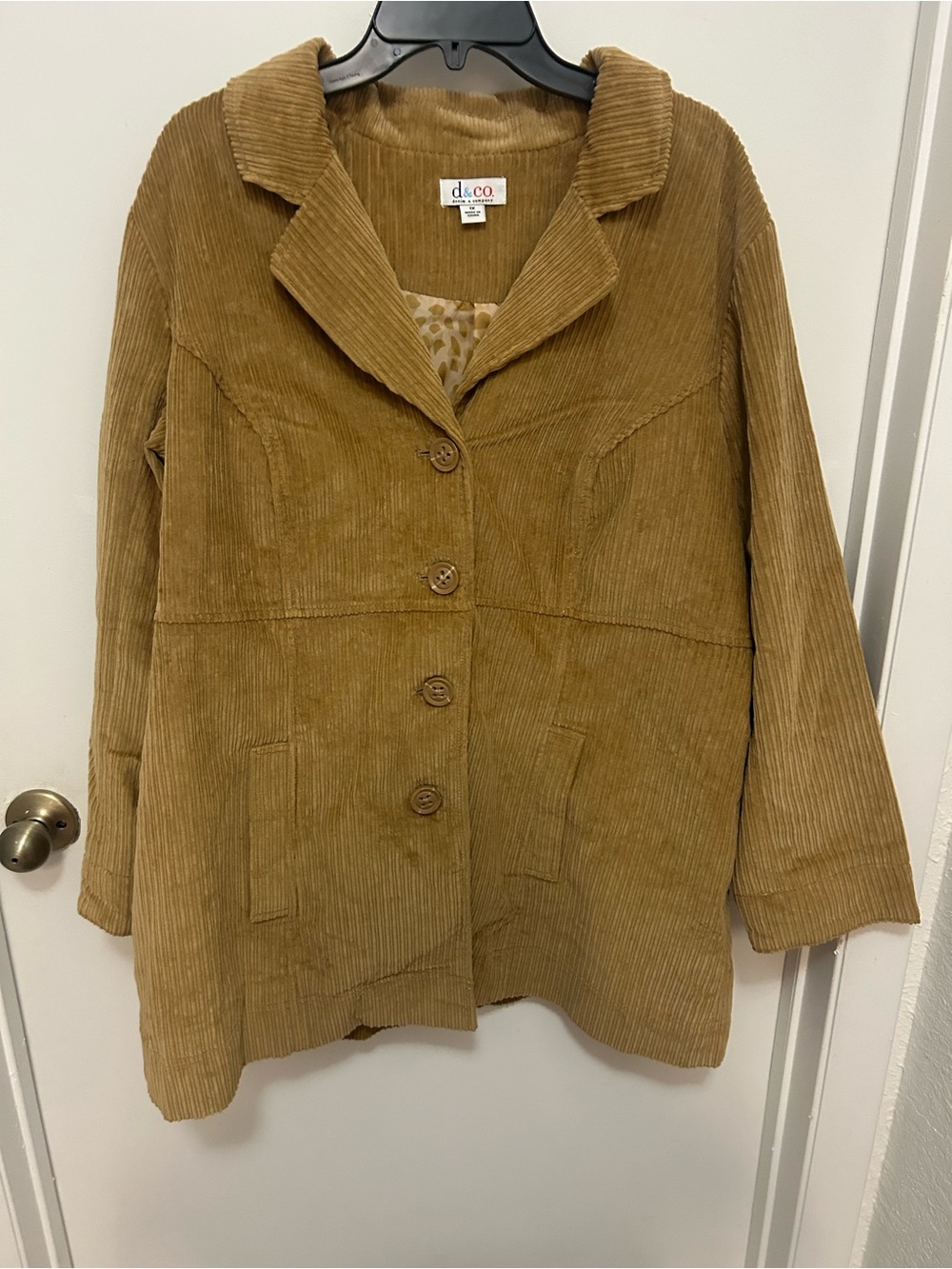 Denim&Co Corduroy Pea Coat in Camel/Tan